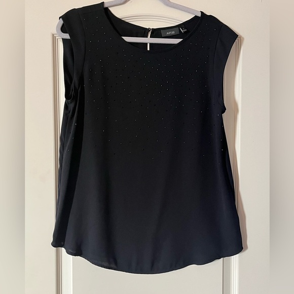 APT. 9 Black Polyester Blouse Rhinestone Detail Women’s size Medium - Picture 1 of 11